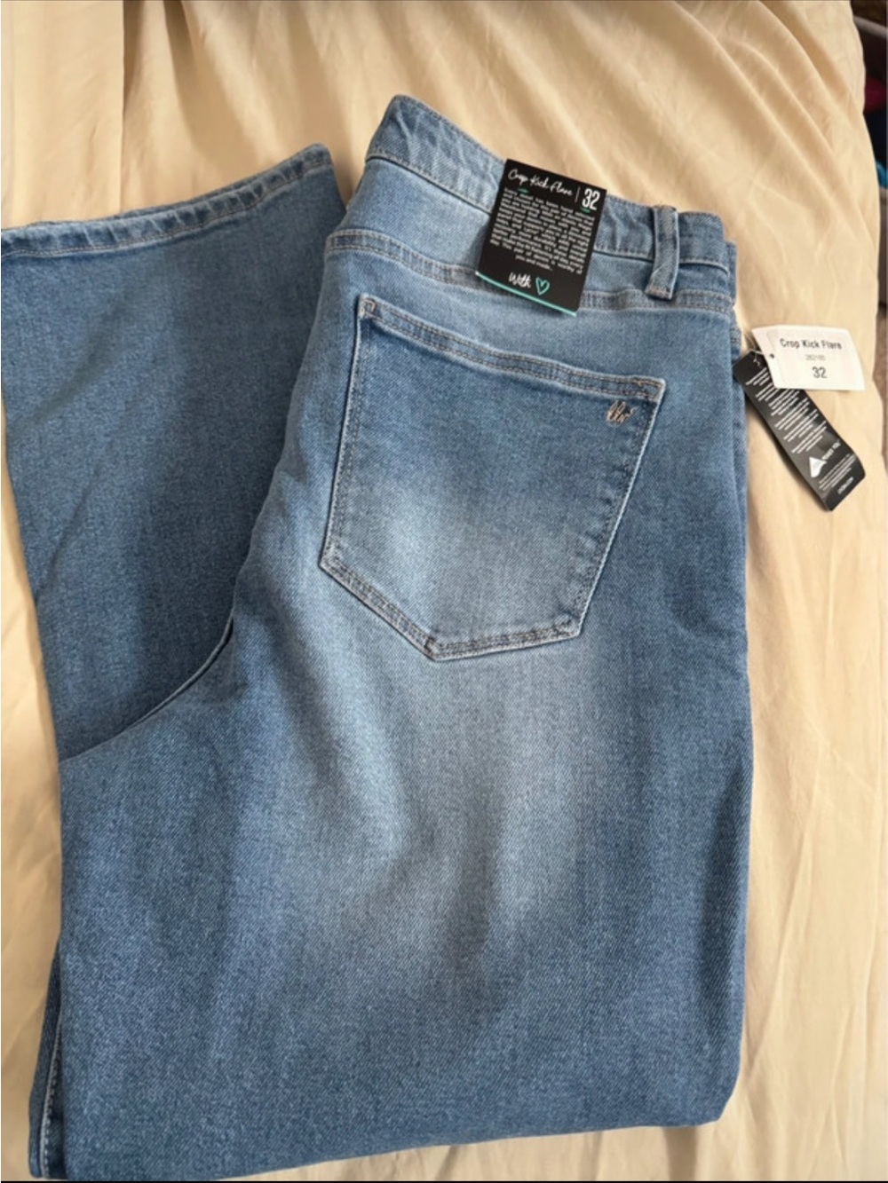 LuLaRoe Light Blue Crop Kick Flare jeans non distressed.